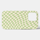 Ästhetisch Wavy Warted Schachbrett Sage Green Case-Mate iPhone Hülle (Rückseite (Horizontal))