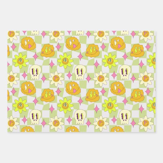 Ästhetisch Y2K Trippy Psychedelic Ungewöhnlich Geschenkpapier Set (Vorderseite)