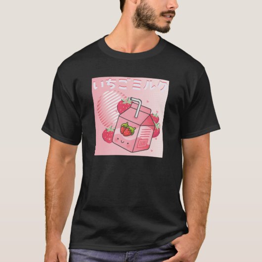 Ästhetische Anime Strawberry Milkshake für Otaku T-Shirt (Vorderseite)