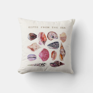 Ästhetische Aquarell-Muscheln Kissen