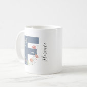 Ästhetische Aquarellfarben Blumenbuchstabe F Monog Kaffeetasse (Vorderseite Links)