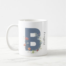 Ästhetische Aquarellfarben Floral Letter B Monogra Kaffeetasse