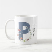 Ästhetische Aquarellfarben Floral Letter P Monogra Kaffeetasse (Links)