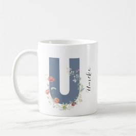Ästhetische Aquarellfarben Floral Letter U Monogra Kaffeetasse