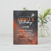 Ästhetische Aquarellfarben Nachthimmel Kunst Gebur Einladung (Stehend Vorderseite)