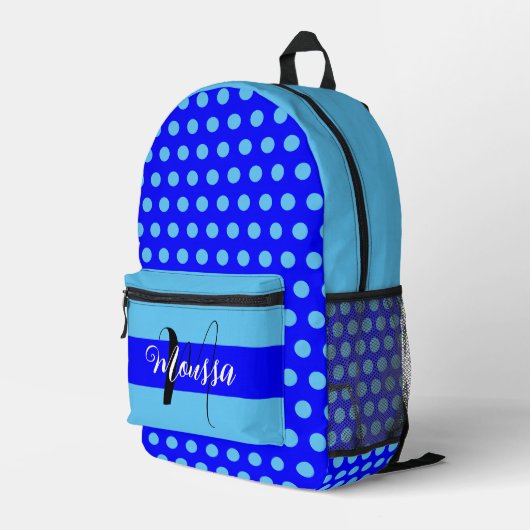 Ästhetische blaue Farbe - Coole Anfangsbezeichnung Bedruckter Rucksack (Rückseitige Ecke Rechts)