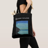 ästhetische blaue und schwarze Tragetasche. Tasche (Von Nahem)