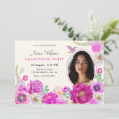 Ästhetische Blume Foto Abschluss Einladung (Stehend Vorderseite)