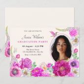Ästhetische Blume Foto Abschluss Einladung (Vorne/Hinten)