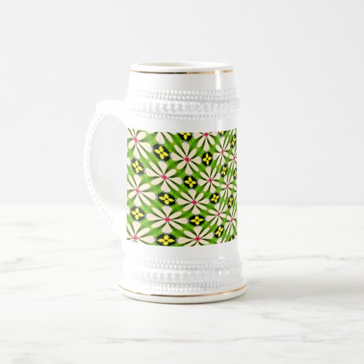 Ästhetische Blume Muster Bierglas (Vorderseite Links)