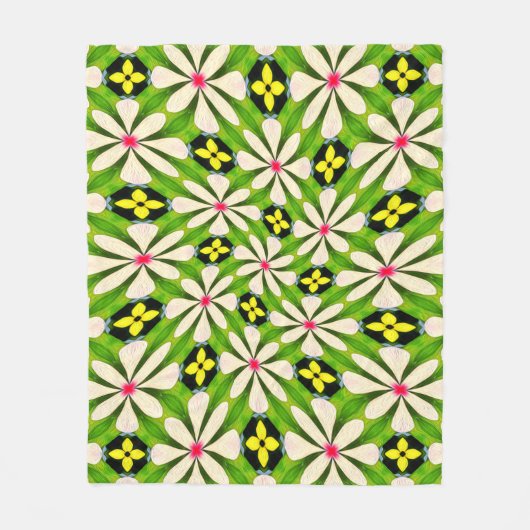Ästhetische Blume Muster Fleecedecke (Vorderseite)