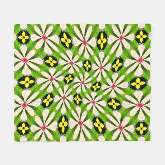 Ästhetische Blume Muster Fleecedecke (Vorderseite (Horizontal))