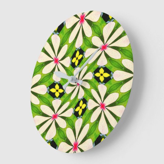 Ästhetische Blume Muster Große Wanduhr (Winkel)