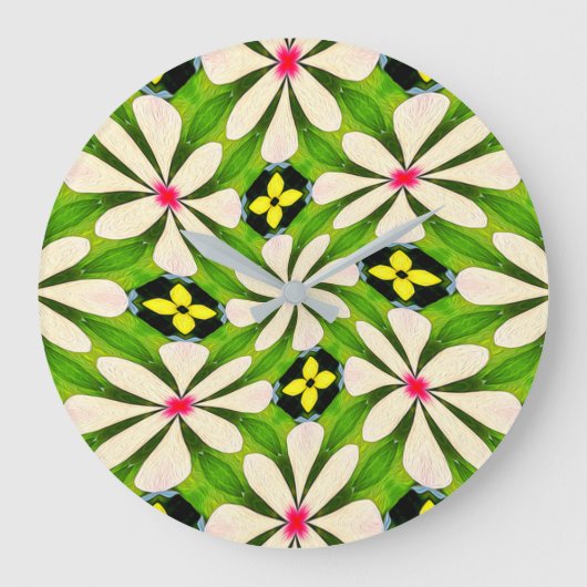 Ästhetische Blume Muster Große Wanduhr (Vorderseite)