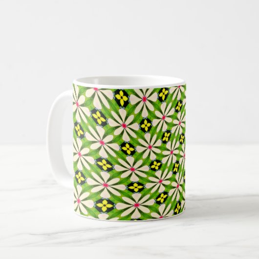 Ästhetische Blume Muster Kaffeetasse (Vorderseite Links)