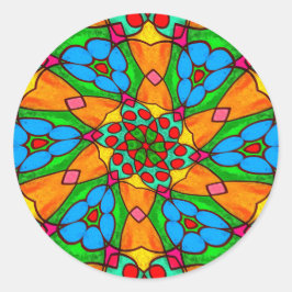 Ästhetische Blume Muster Runder Aufkleber