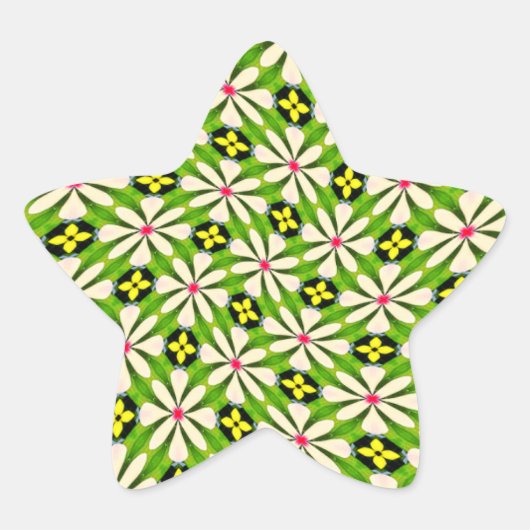 Ästhetische Blume Muster Stern-Aufkleber (Vorderseite)