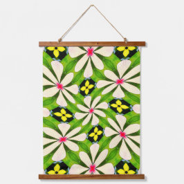 Ästhetische Blume Muster Wandteppich Mit Holzrahmen