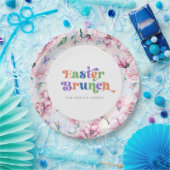 Ästhetische Blumen Osterbrunch Retro Typografie Pappteller (Party)
