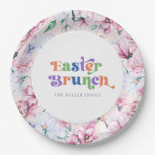 Ästhetische Blumen Osterbrunch Retro Typografie Pappteller (Vorderseite)
