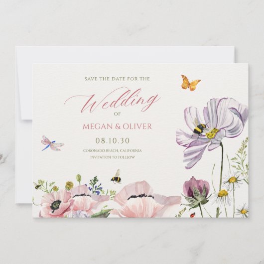 Ästhetische Blütenbienen Save The Date (Vorderseite)