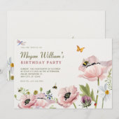 Ästhetische Blütenblüte Geburtstag Einladung (Vorne/Hinten)