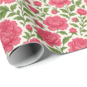 Ästhetische Blütenlush Pink Peonies Geschenkpapier (Rolleneckpunkt)