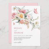 Ästhetische Blütenpastellfarbenhochzeit Einladung (Vorne/Hinten)