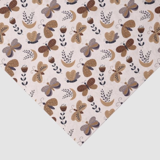 Ästhetische Boho Schmetterlinge mit Blätter Spring Seidenpapier (Detail)