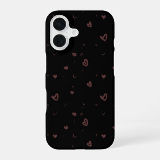 Ästhetische braune Herzen Muster Handyhülle iPhone 16 Hülle