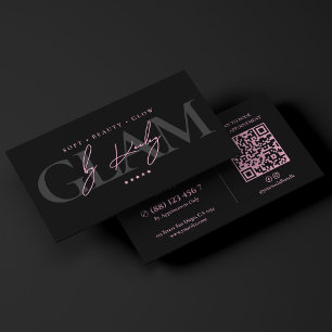 Ästhetische Braut-Make-up-Artistin Pink Schwarz MU Visitenkarte