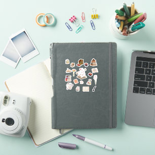 Ästhetische Buch- und Blumesticker Aufkleber