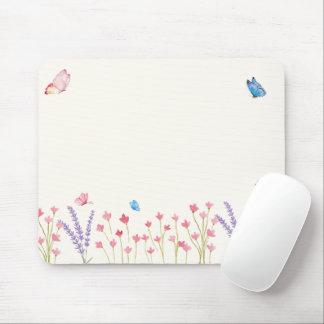 Ästhetische Butterfly-Wildblumen Mousepad