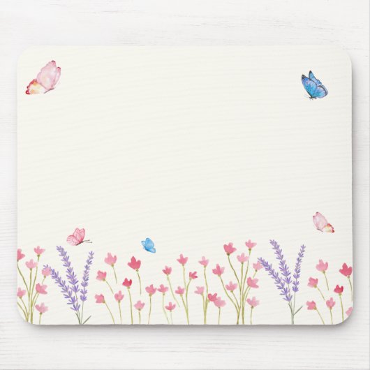 Ästhetische Butterfly-Wildblumen Mousepad (Vorne)