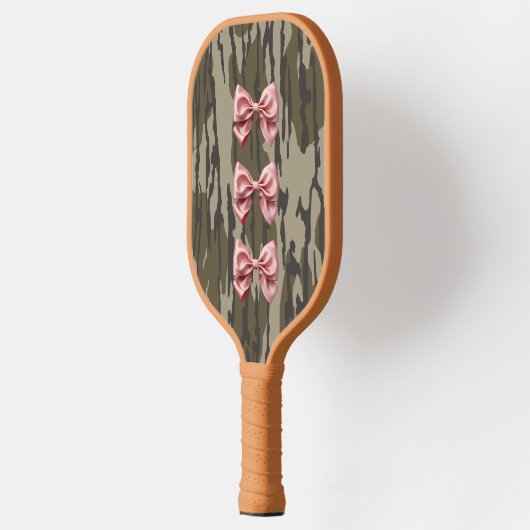 Ästhetische Camouflage Bottomland Baby Pink Ribbon Pickleball Schläger (Links)