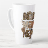 Ästhetische Chic Mama Typografie Leopard Print Milchtasse (Linke Ecke)