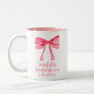 Ästhetische Coquette Pink Bow Elegantes Brautparty Zweifarbige Tasse