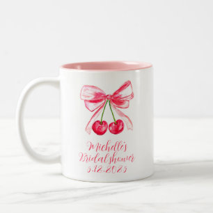 Ästhetische Coquette Pink Bow Elegantes Brautparty Zweifarbige Tasse