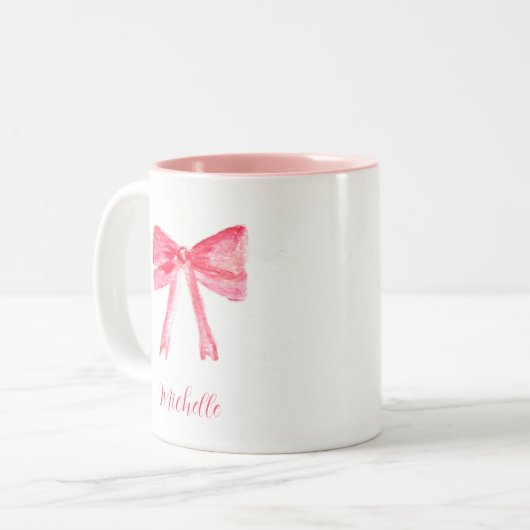 Ästhetische Coquette Rosa braun Elegante Wasserfar Zweifarbige Tasse (Vorderseite Links)