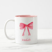 Ästhetische Coquette Rosa braun Elegante Wasserfar Zweifarbige Tasse (Links)