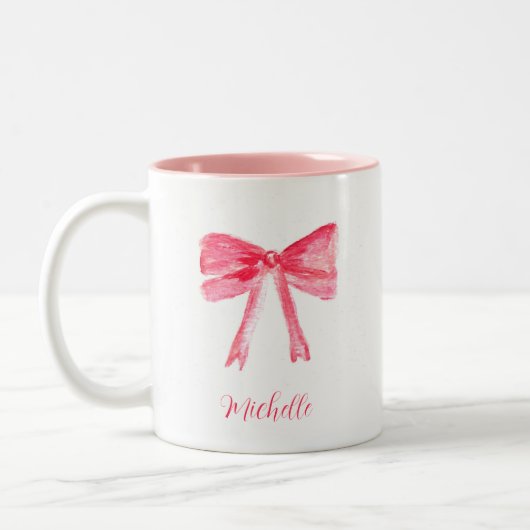Ästhetische Coquette Rosa braun Elegante Wasserfar Zweifarbige Tasse (Links)