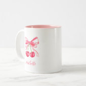 Ästhetische Coquette Rosa braun Elegante Wasserfar Zweifarbige Tasse (Vorderseite Links)
