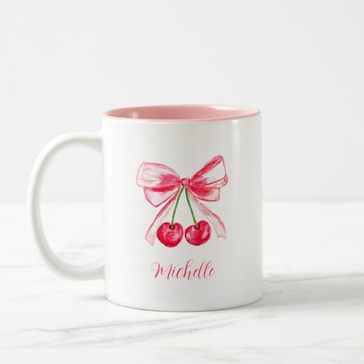 Ästhetische Coquette Rosa braun Elegante Wasserfar Zweifarbige Tasse (Links)