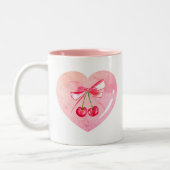 Ästhetische Coquette Rosa braun Elegante Wasserfar Zweifarbige Tasse (Links)