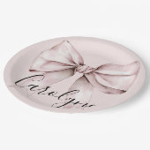 Ästhetische Coquette Rosa Bug Personalisiert Name Pappteller (Schrägansicht)