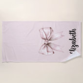 Ästhetische Coquette Rosa Bug Personalisiert Name Strandtuch (Vorderseite)
