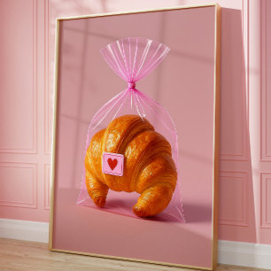 ästhetische Croissant Wall Print, Niedliche Bäcker Poster