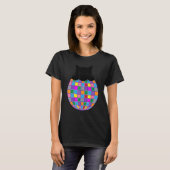 Ästhetische Disco Ball Psychedelic Black Cat Disco T-Shirt (Vorne ganz)