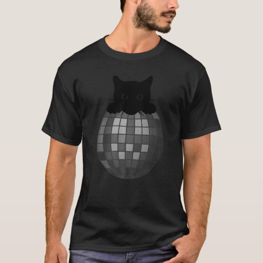 Ästhetische Diskothek Ball Gothic Black Cat Disco T-Shirt (Vorderseite)