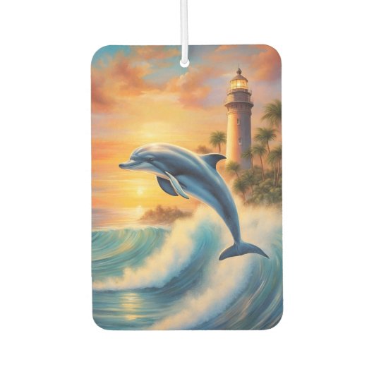 Ästhetische Dolphin Wave Lighthouse Dolphin Lover Autolufterfrischer (Vorderseite)